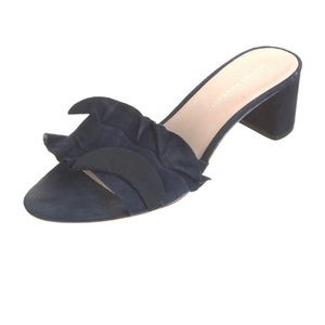Loeffler Randall Suede Ruffle Slides - Navy Blue